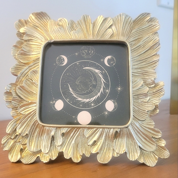 3/$30 Gold Leaf Design Picture Frame With Lunar Phase Cork Print - Picture 1 of 9